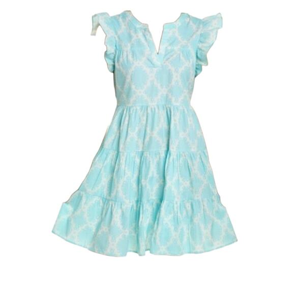 Roller Rabbit Tezza Pippa Dress Full Skirt Beach Inspired Cotton Poplin sz M - Picture 1 of 12